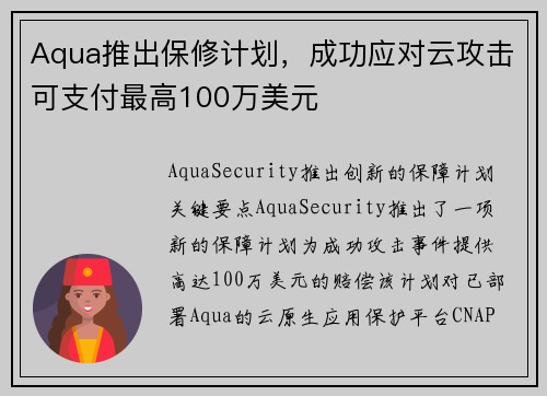 Aqua推出保修计划，成功应对云攻击可支付最高100万美元 